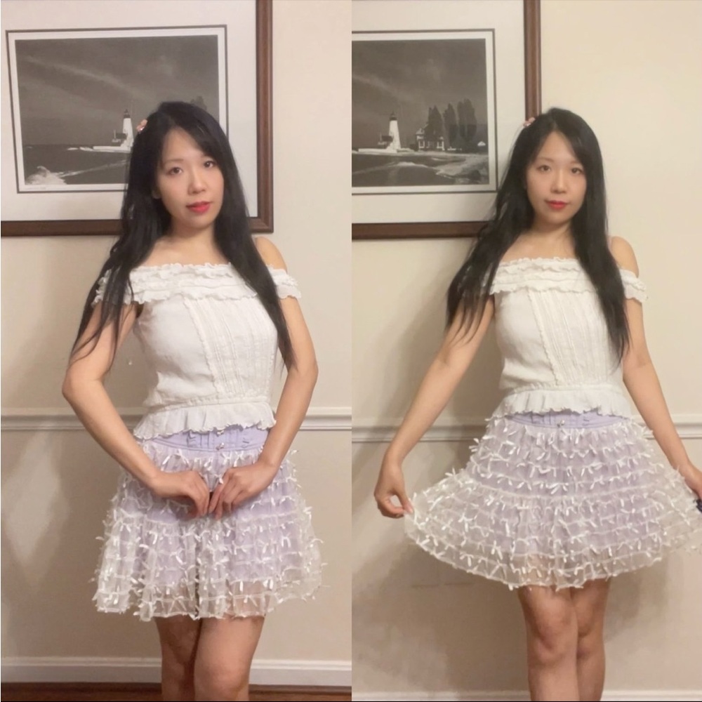 💜Liz Lisa CottageCore Babydoll Coquette Mini skirt skort White Top Skirt Set✨ - Picture 2 of 9